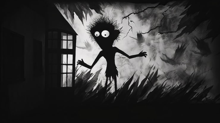 A shadowy figure in a darkened window, shown with restricted Case File 002